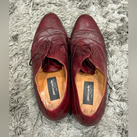 Pierre Cardin Mens Burgundy Leather Brogue Oxford Shoes Size 12M Made In Spain main image 8